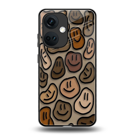 Toasty Brown Smileys back phone cover | glass case for oneplus nord ce 3