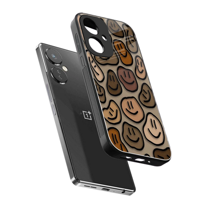 Toasty Brown Smileys sleek oneplus nord ce 3 cover with tempered glass back and TPU edges