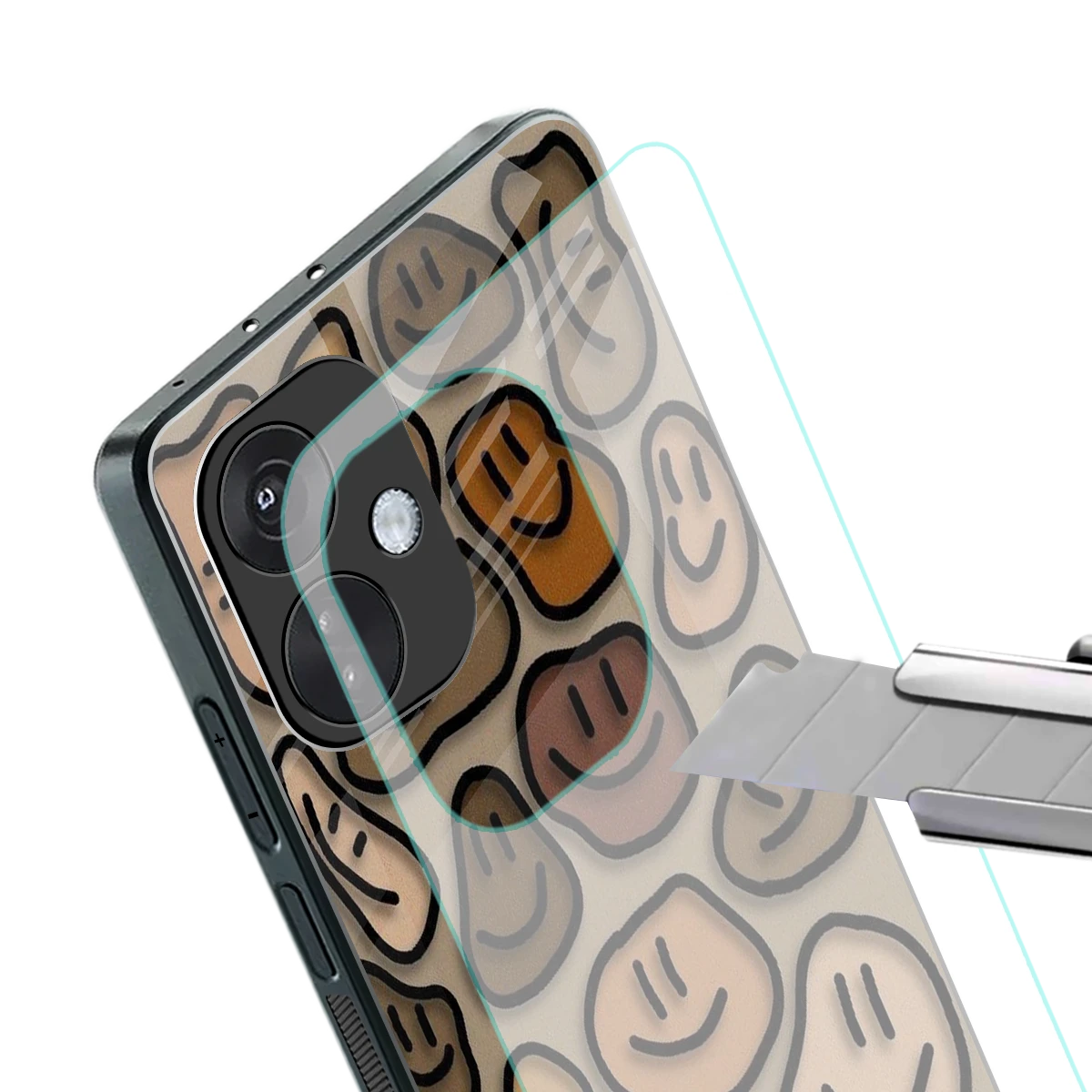 Toasty Brown Smileys stylish phone case for oneplus nord ce 3 | glossy glass and slim fit
