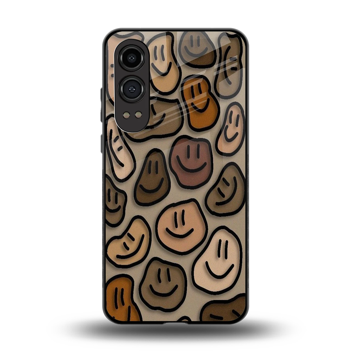 Toasty Brown Smileys back phone cover | glass case for oneplus nord ce 4 lite