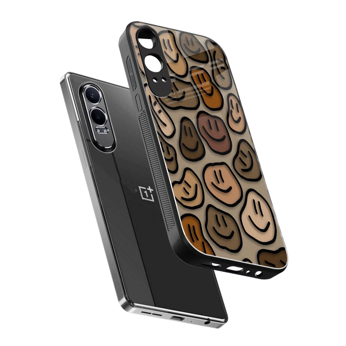 Toasty Brown Smileys sleek oneplus nord ce 4 lite cover with tempered glass back and TPU edges