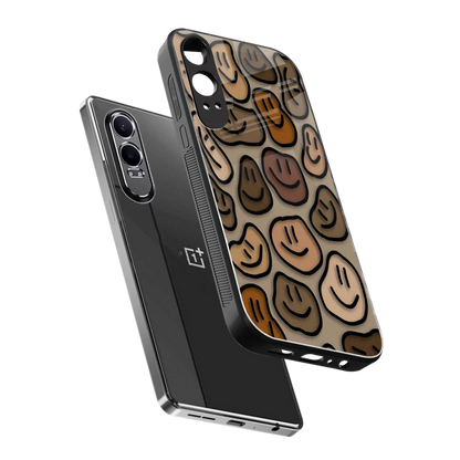 Toasty Brown Smileys sleek oneplus nord ce 4 lite cover with tempered glass back and TPU edges