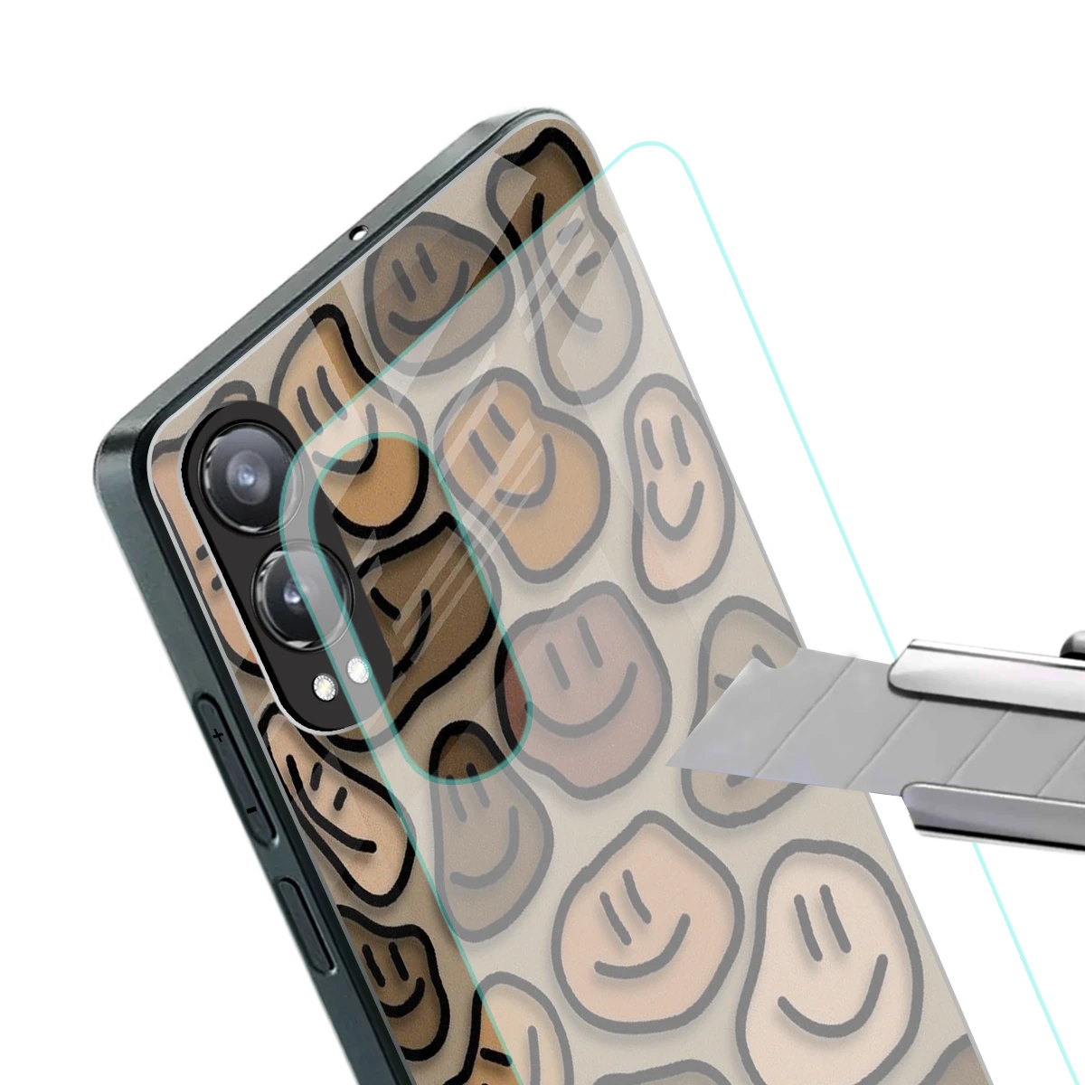 Toasty Brown Smileys stylish phone case for oneplus nord ce 4 lite | glossy glass and slim fit