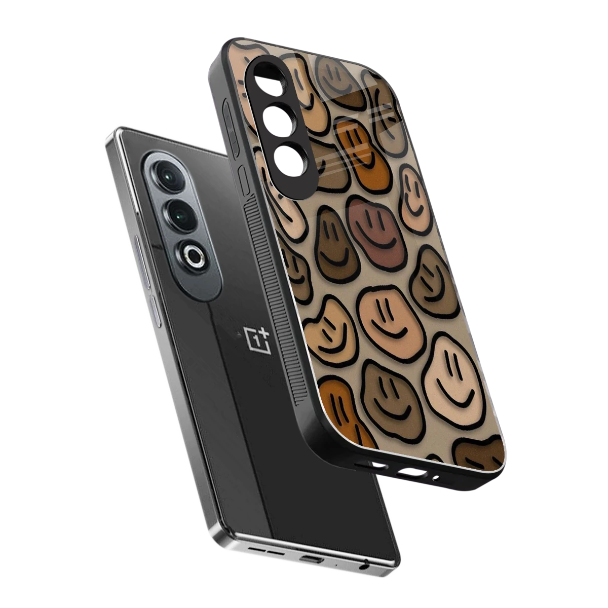 Toasty Brown Smileys sleek oneplus nord ce 4 cover with tempered glass back and TPU edges
