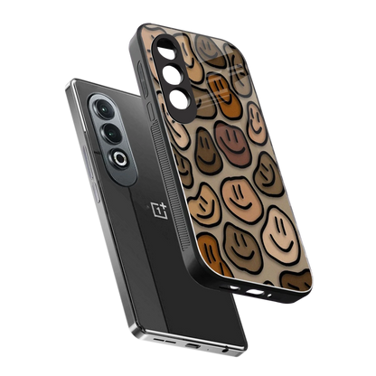 Toasty Brown Smileys sleek oneplus nord ce 4 cover with tempered glass back and TPU edges