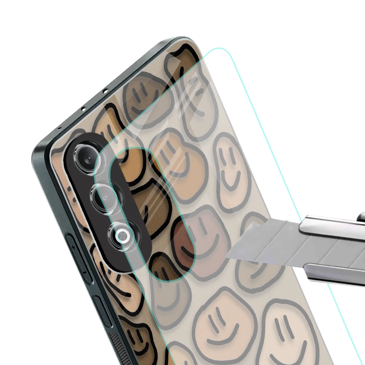 Toasty Brown Smileys stylish phone case for oneplus nord ce 4 | glossy glass and slim fit