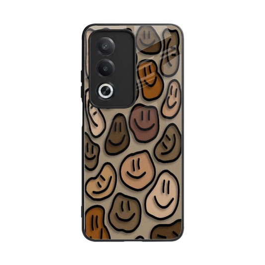 Toasty Brown Smileys back phone cover | glass case for oppo a3 pro