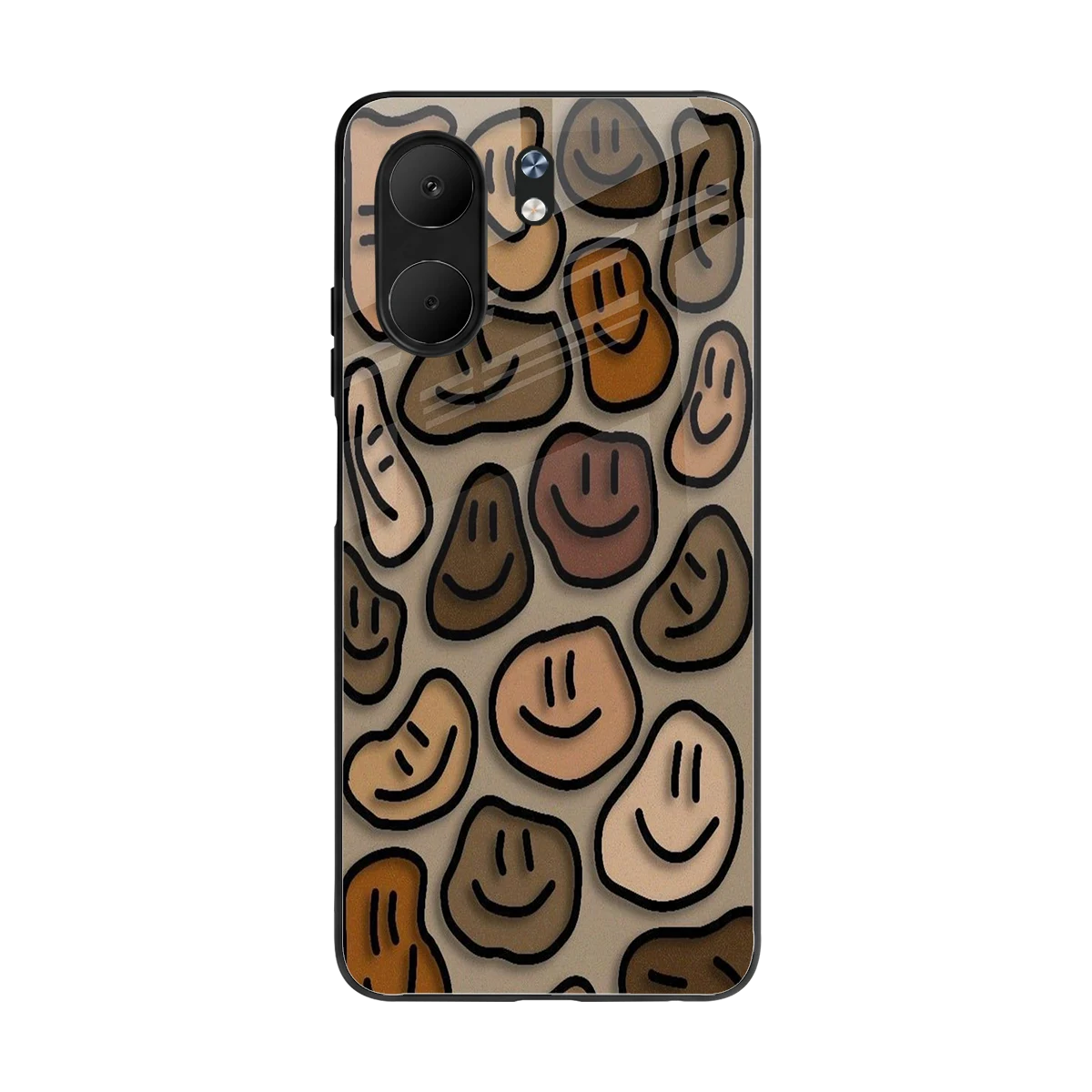 Toasty Brown Smileys back phone cover | glass case for oppo a5x 5g