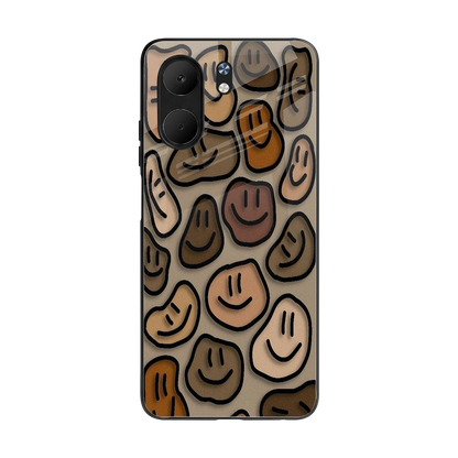 Toasty Brown Smileys back phone cover | glass case for oppo a5x 5g