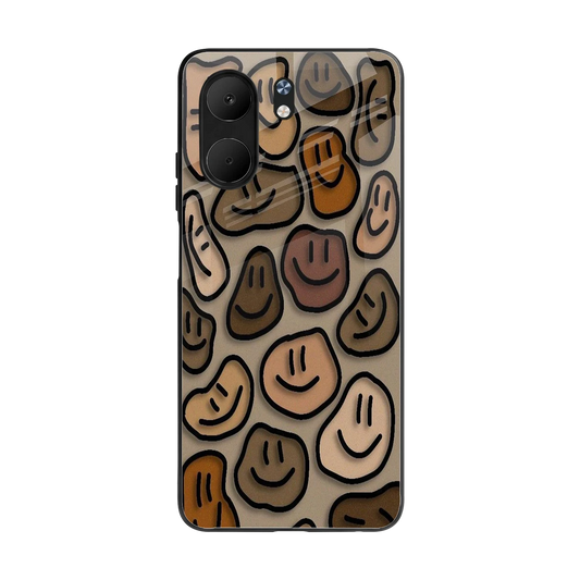 Toasty Brown Smileys back phone cover | glass case for oppo a5x 5g