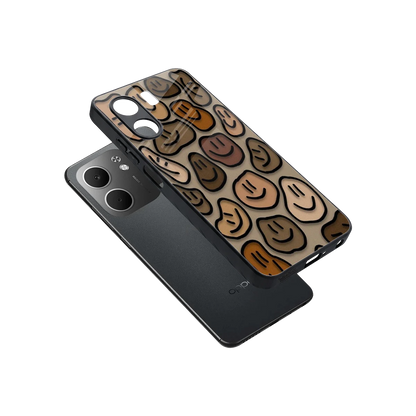 Toasty Brown Smileys sleek oppo a5x 5g cover with tempered glass back and TPU edges
