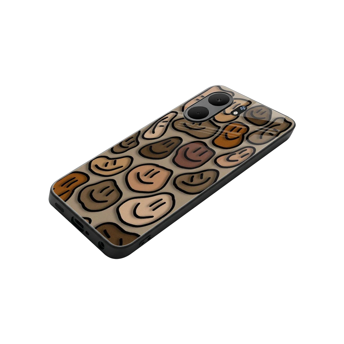 Toasty Brown Smileys stylish phone case for oppo a5x 5g | glossy glass and slim fit