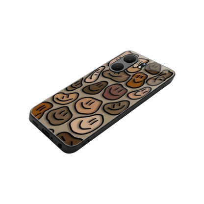 Toasty Brown Smileys stylish phone case for oppo a5x 5g | glossy glass and slim fit