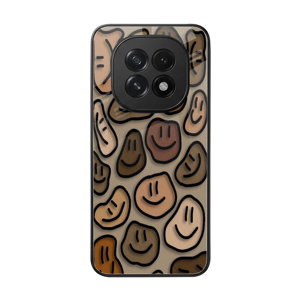 Toasty Brown Smileys back phone cover | glass case for oppo f29 5g
