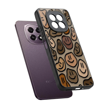 Toasty Brown Smileys sleek oppo f29 5g cover with tempered glass back and TPU edges