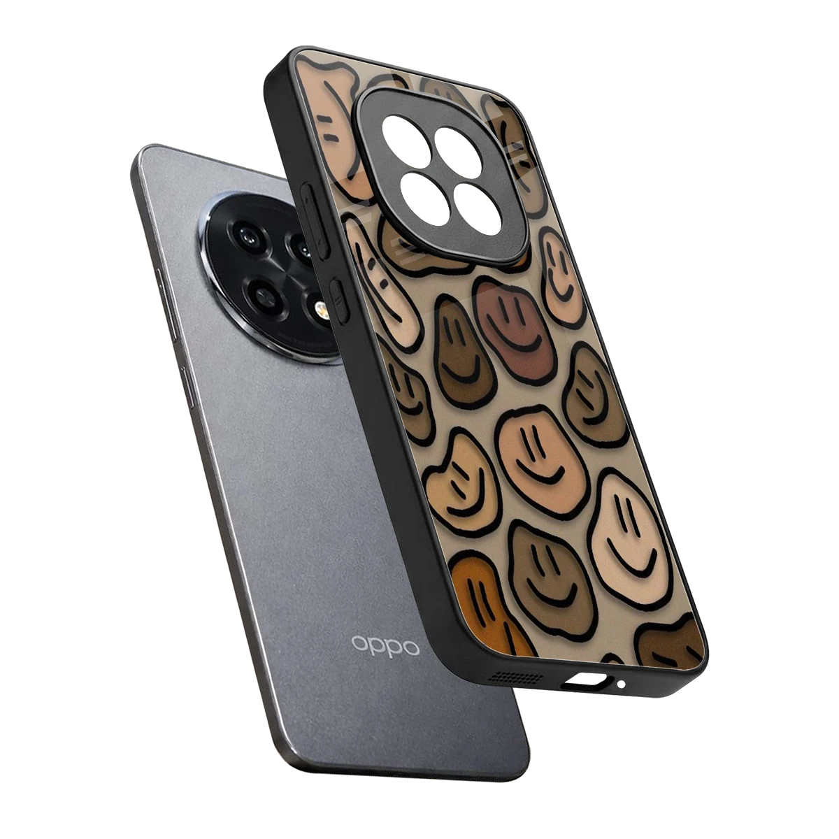 Toasty Brown Smileys sleek oppo f29 pro 5g cover with tempered glass back and TPU edges