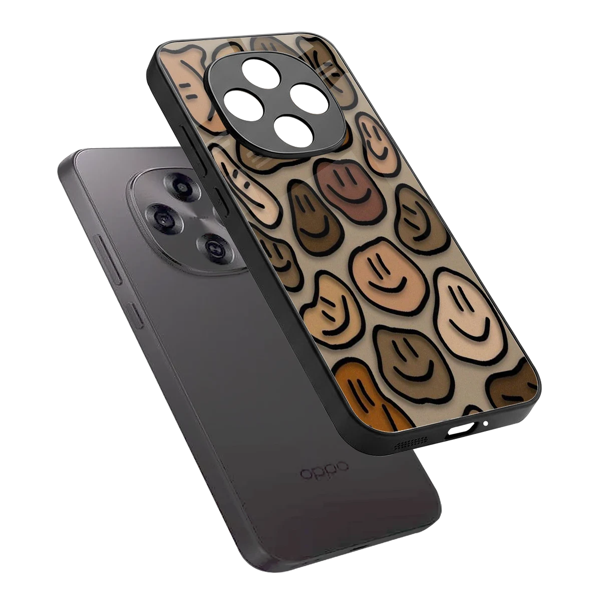 Toasty Brown Smileys sleek oppo f31 pro 5g cover with tempered glass back and TPU edges