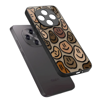 Toasty Brown Smileys sleek oppo f31 pro 5g cover with tempered glass back and TPU edges