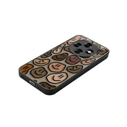 Toasty Brown Smileys stylish phone case for oppo f31 pro 5g | glossy glass and slim fit
