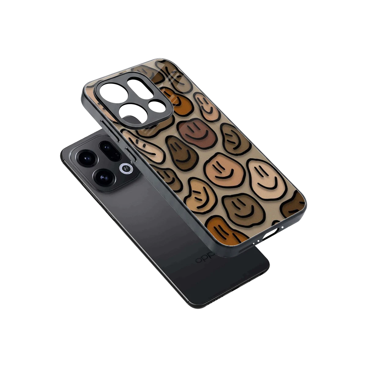 Toasty Brown Smileys sleek oppo find x9 cover with tempered glass back and TPU edges