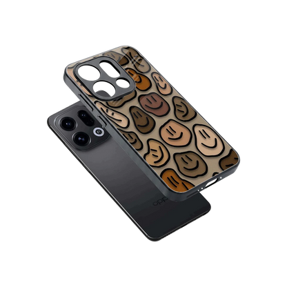 Toasty Brown Smileys sleek oppo find x9 cover with tempered glass back and TPU edges