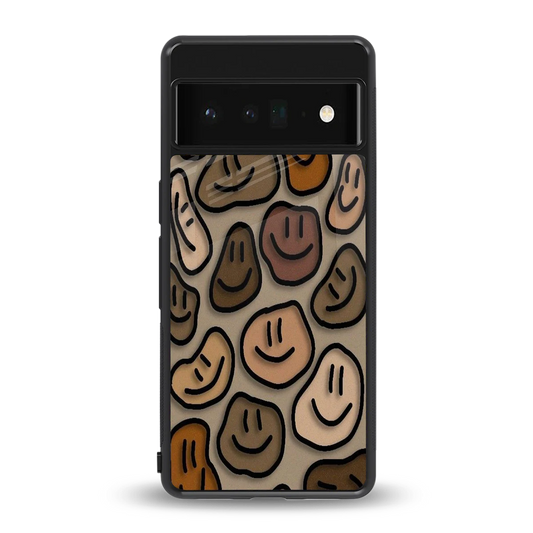 Toasty Brown Smileys back phone cover | glass case for google pixel 6 pro