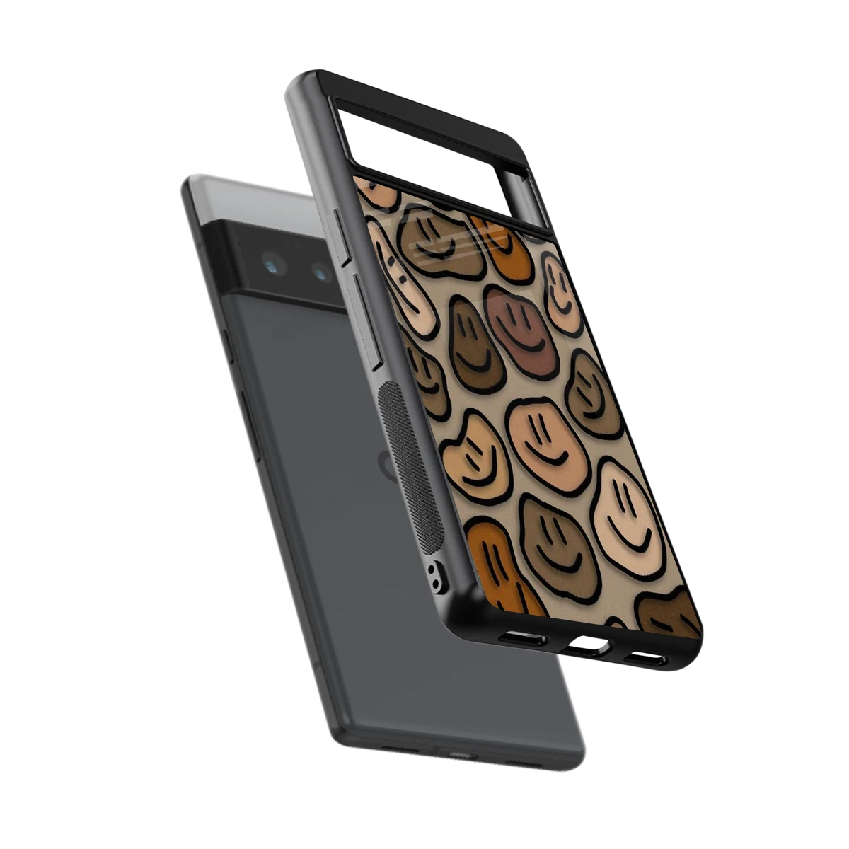 Toasty Brown Smileys sleek google pixel 6 pro cover with tempered glass back and TPU edges