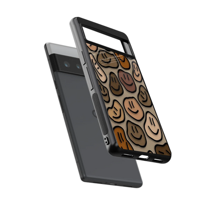 Toasty Brown Smileys sleek google pixel 6 pro cover with tempered glass back and TPU edges