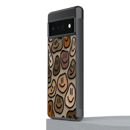 Toasty Brown Smileys stylish phone case for google pixel 6 pro | glossy glass and slim fit