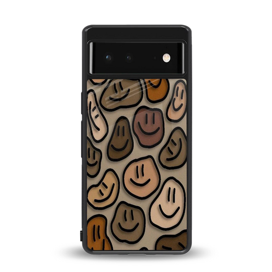 Toasty Brown Smileys back phone cover | glass case for google pixel 6