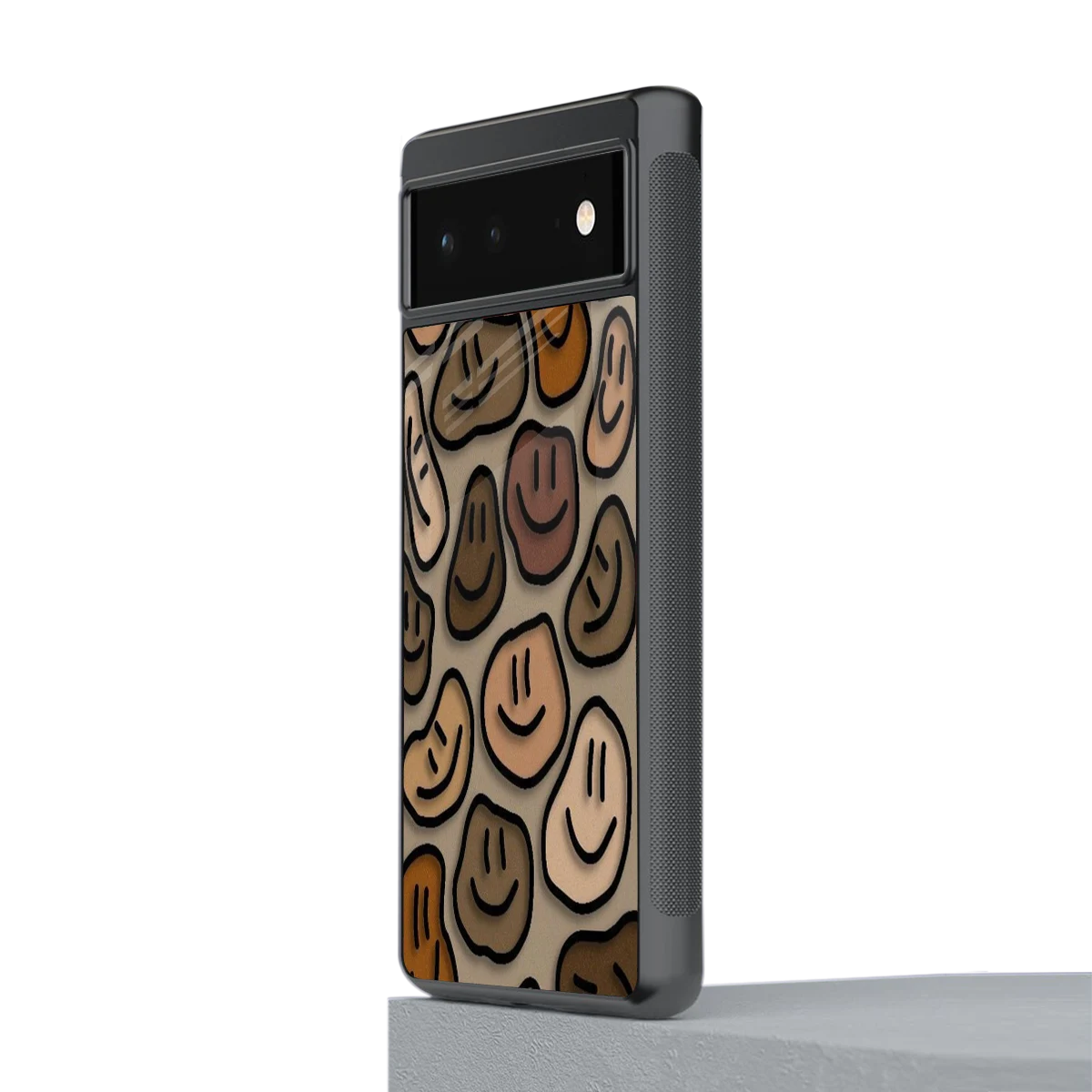 Toasty Brown Smileys stylish phone case for google pixel 6a | glossy glass and slim fit