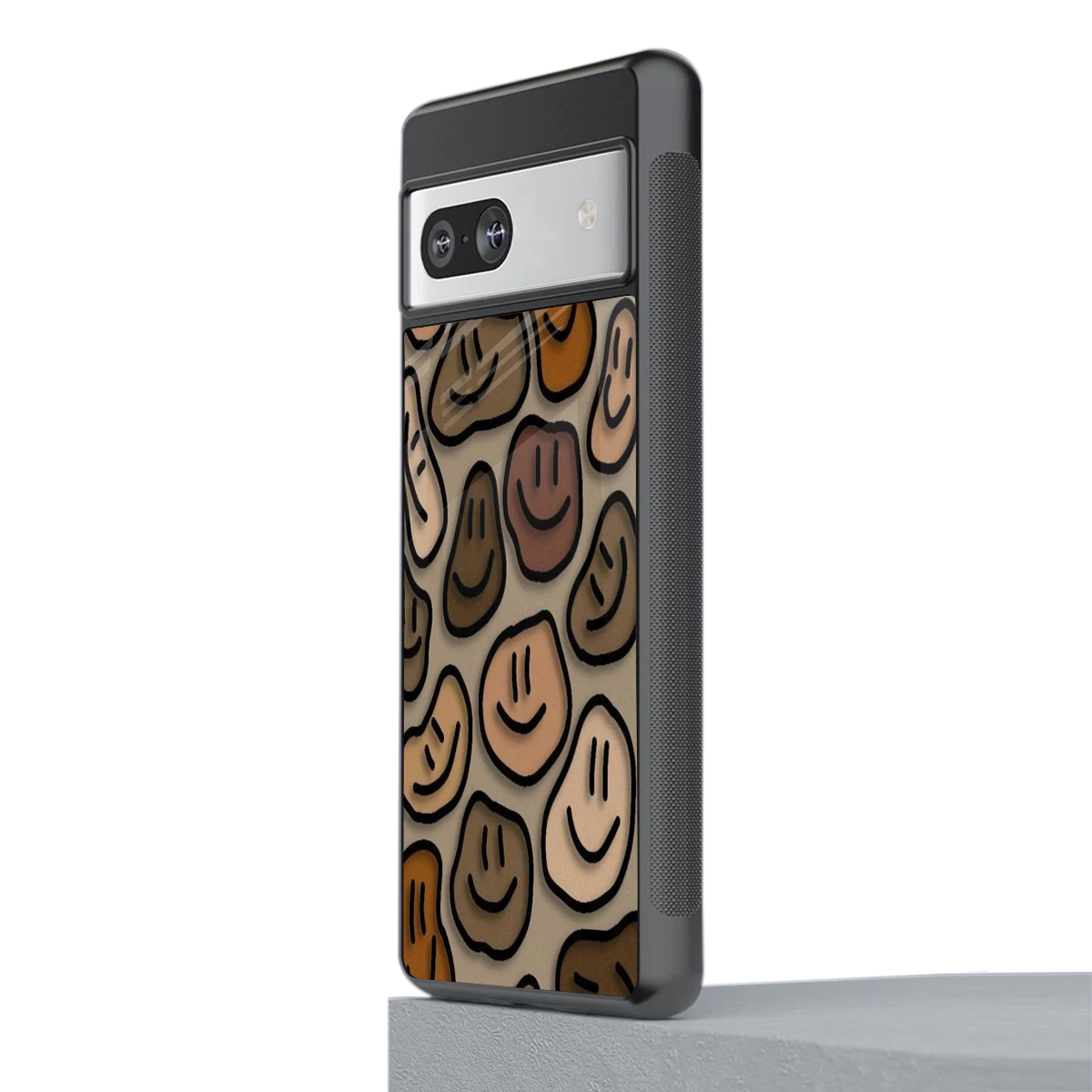 Toasty Brown Smileys stylish phone case for google pixel 7a | glossy glass and slim fit