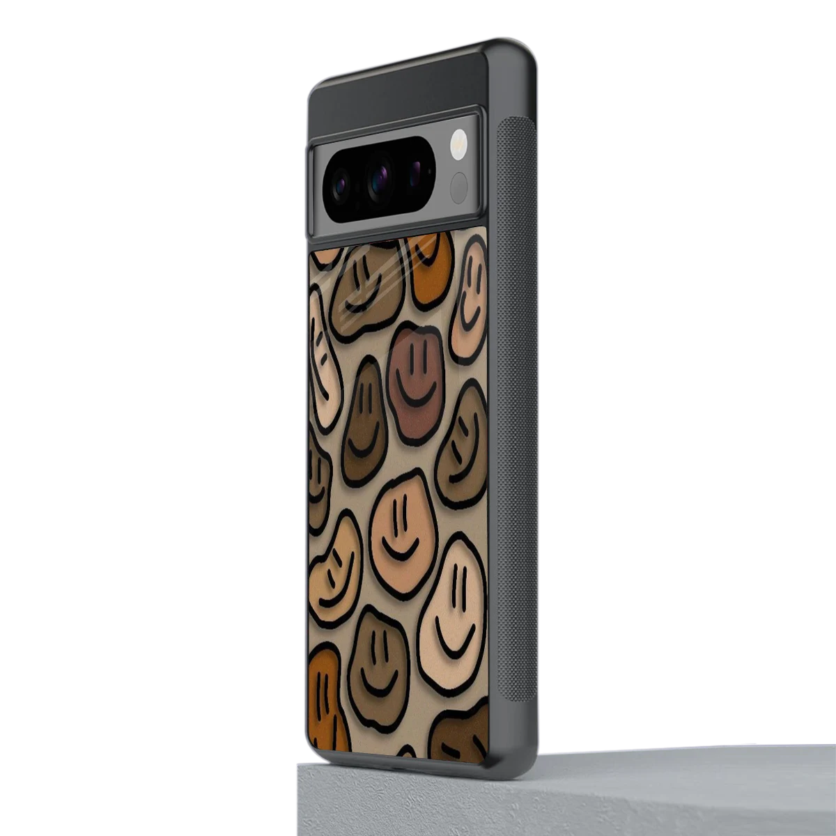 Toasty Brown Smileys stylish phone case for google pixel 8 pro | glossy glass and slim fit