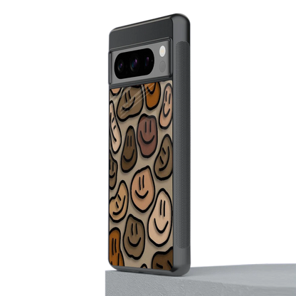 Toasty Brown Smileys stylish phone case for google pixel 8 pro | glossy glass and slim fit