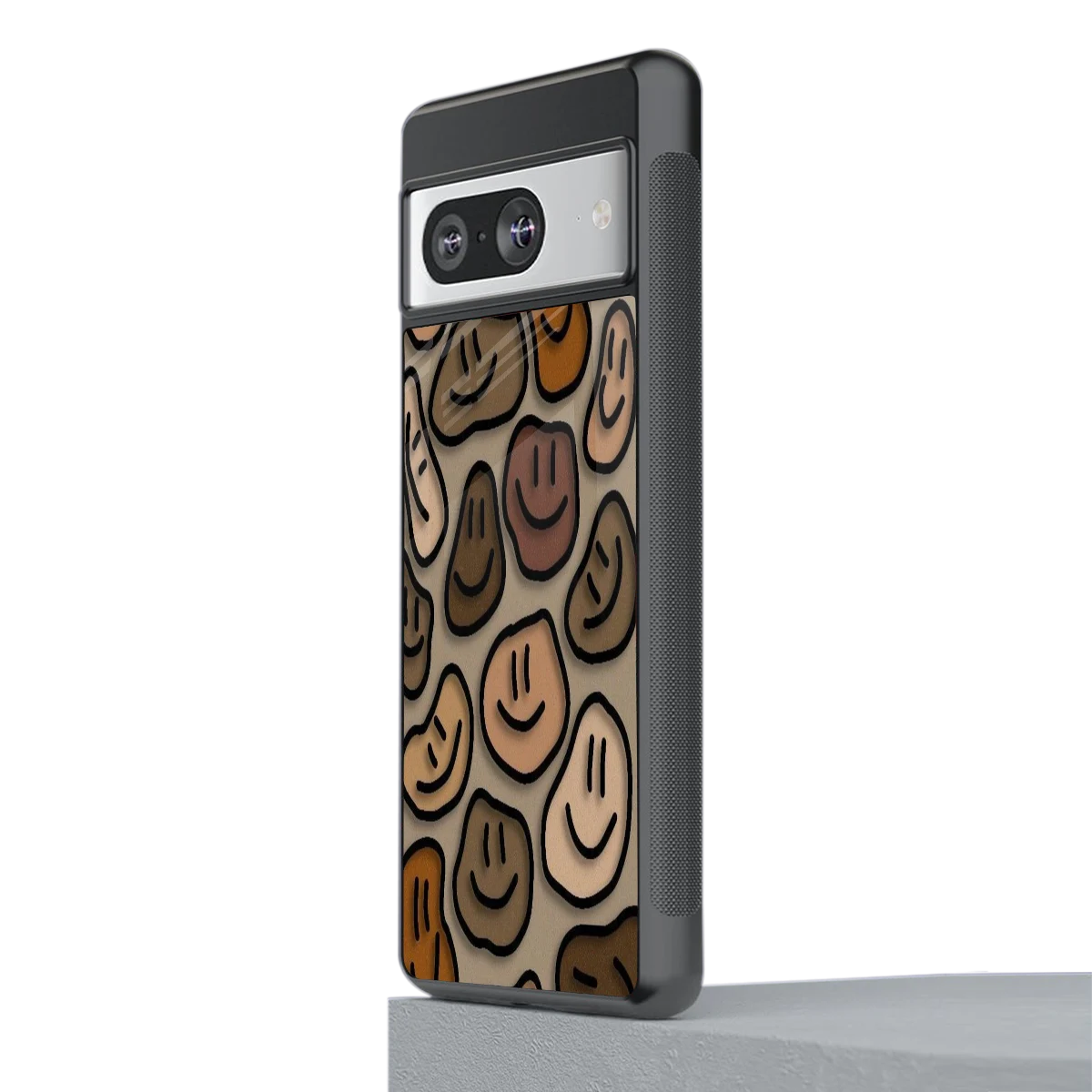 Toasty Brown Smileys stylish phone case for google pixel 8 | glossy glass and slim fit