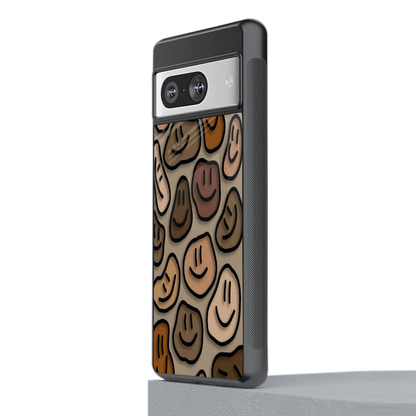 Toasty Brown Smileys stylish phone case for google pixel 8 | glossy glass and slim fit