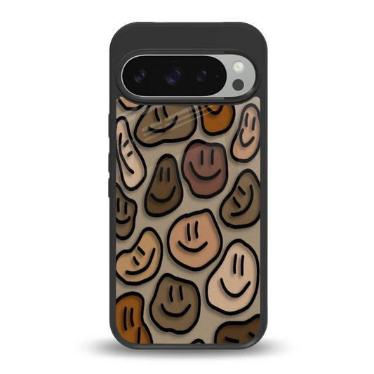 Toasty Brown Smileys back phone cover | glass case for google pixel 9 pro xl
