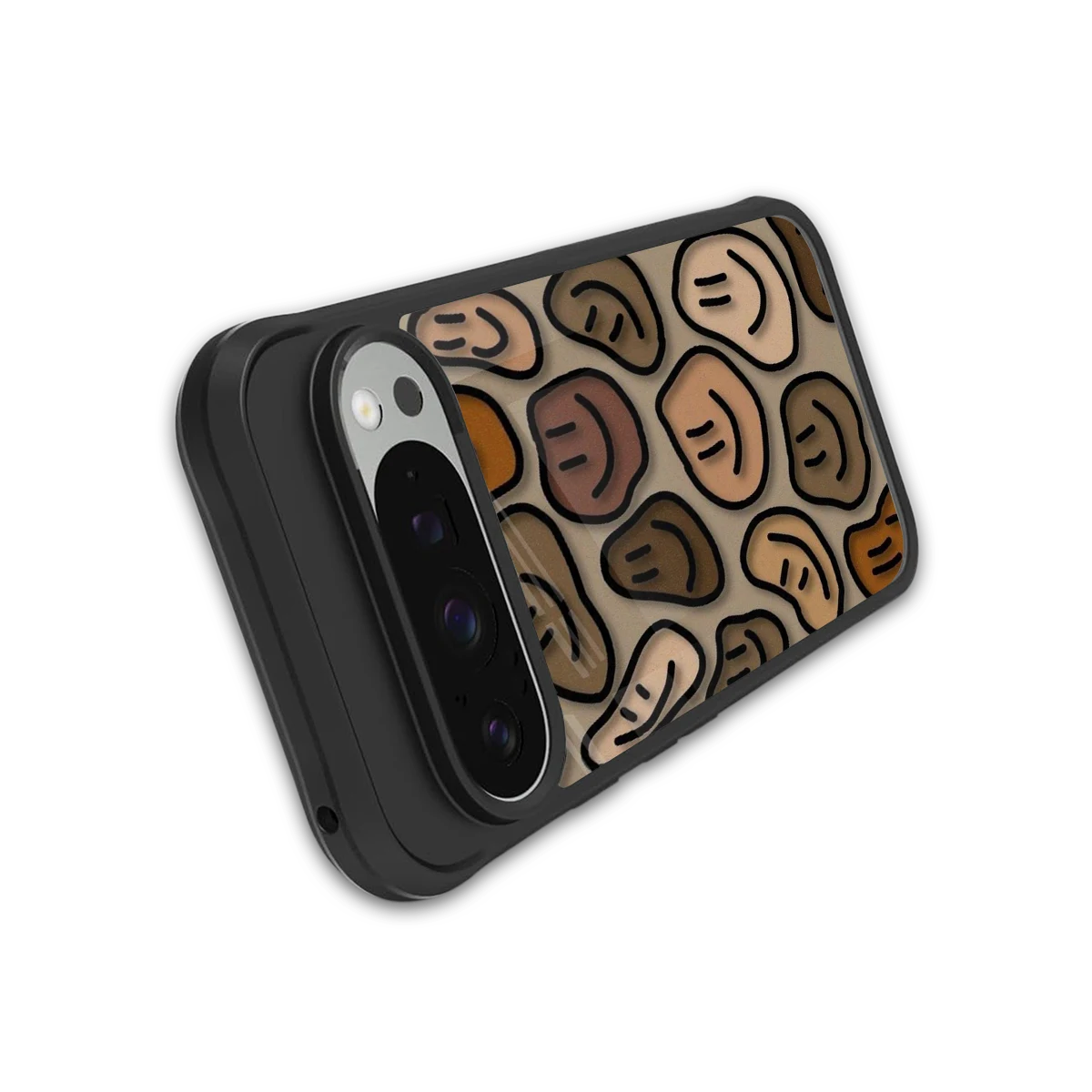 Toasty Brown Smileys stylish phone case for google pixel 9 pro | glossy glass and slim fit