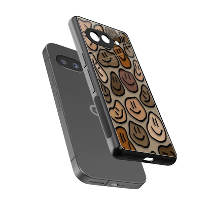 Toasty Brown Smileys sleek google pixel 10a cover with tempered glass back and TPU edges