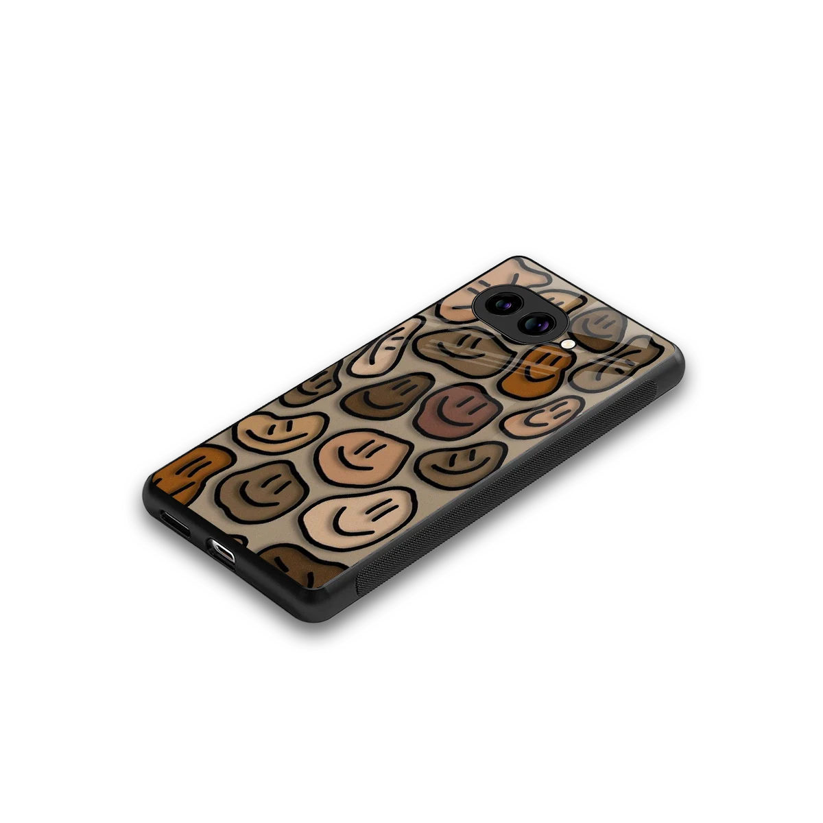Toasty Brown Smileys stylish phone case for google pixel 10a | glossy glass and slim fit