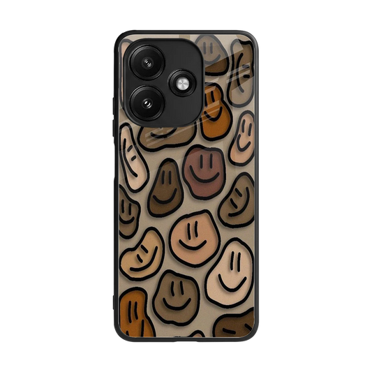 Toasty Brown Smileys back phone cover | glass case for redmi 12 5g