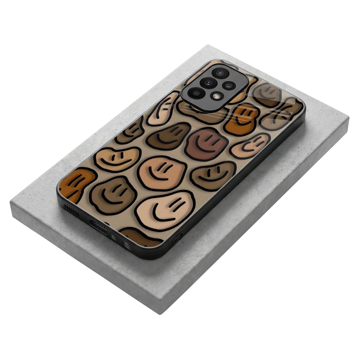 Toasty Brown Smileys stylish phone case for samsung galaxy a23 | glossy glass and slim fit