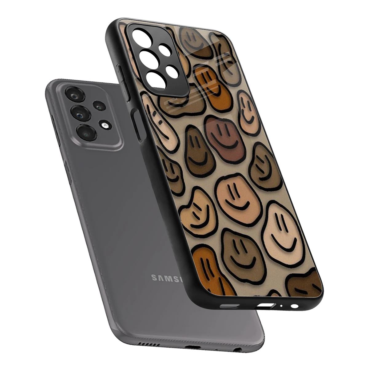 Toasty Brown Smileys sleek samsung galaxy a23 cover with tempered glass back and TPU edges