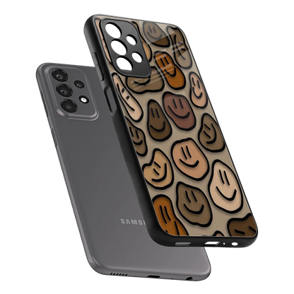Toasty Brown Smileys sleek samsung galaxy a23 cover with tempered glass back and TPU edges