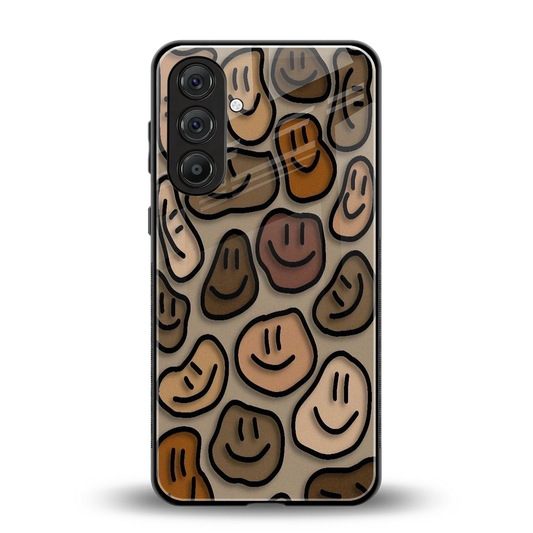 Toasty Brown Smileys back phone cover | glass case for samsung galaxy m36 5g