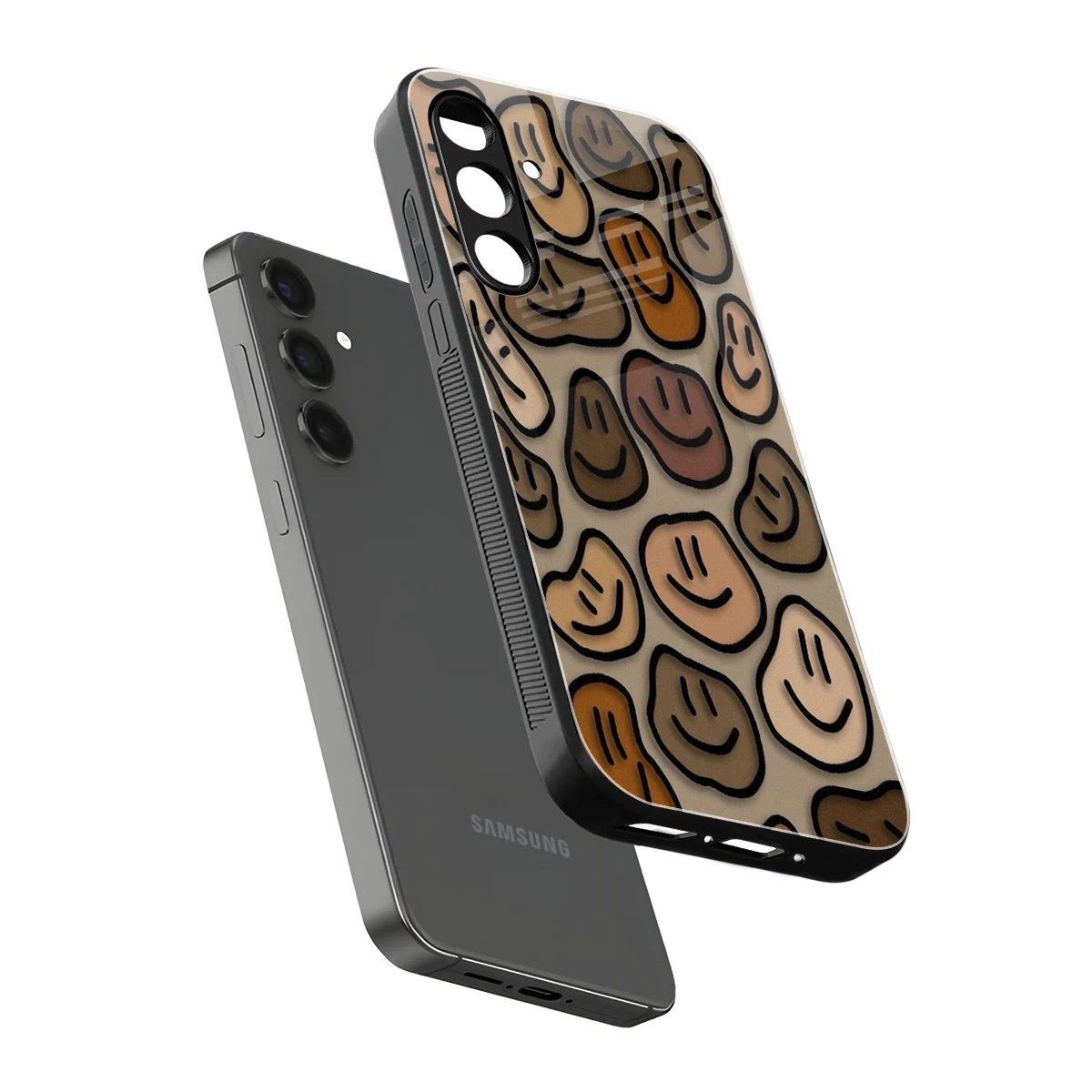 Toasty Brown Smileys sleek samsung galaxy a14 5g cover with tempered glass back and TPU edges