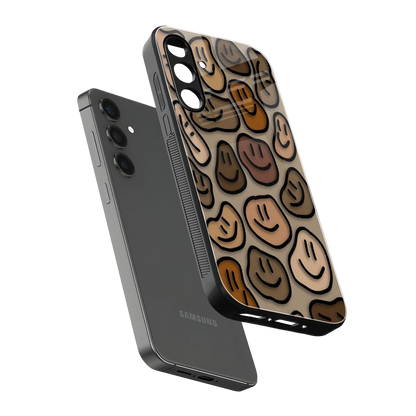 Toasty Brown Smileys sleek samsung galaxy a14 5g cover with tempered glass back and TPU edges