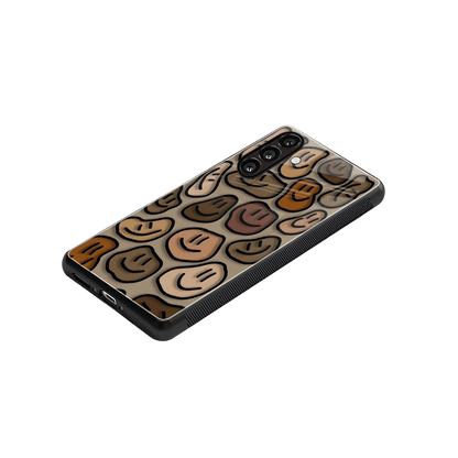 Toasty Brown Smileys stylish phone case for samsung galaxy a14 5g | glossy glass and slim fit