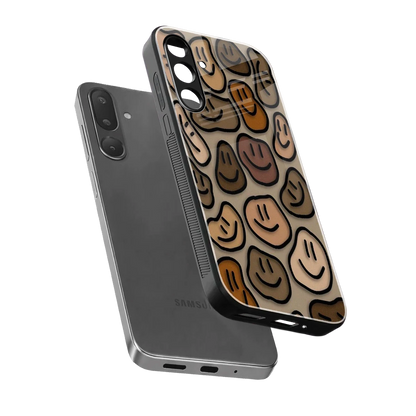 Toasty Brown Smileys sleek samsung galaxy m36 5g cover with tempered glass back and TPU edges