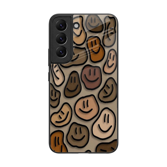 Toasty Brown Smileys back phone cover | glass case for samsung galaxy s22